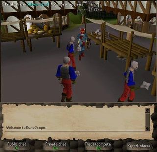 Stealing is also a crucial task in RuneScape (see top left-hand corner).