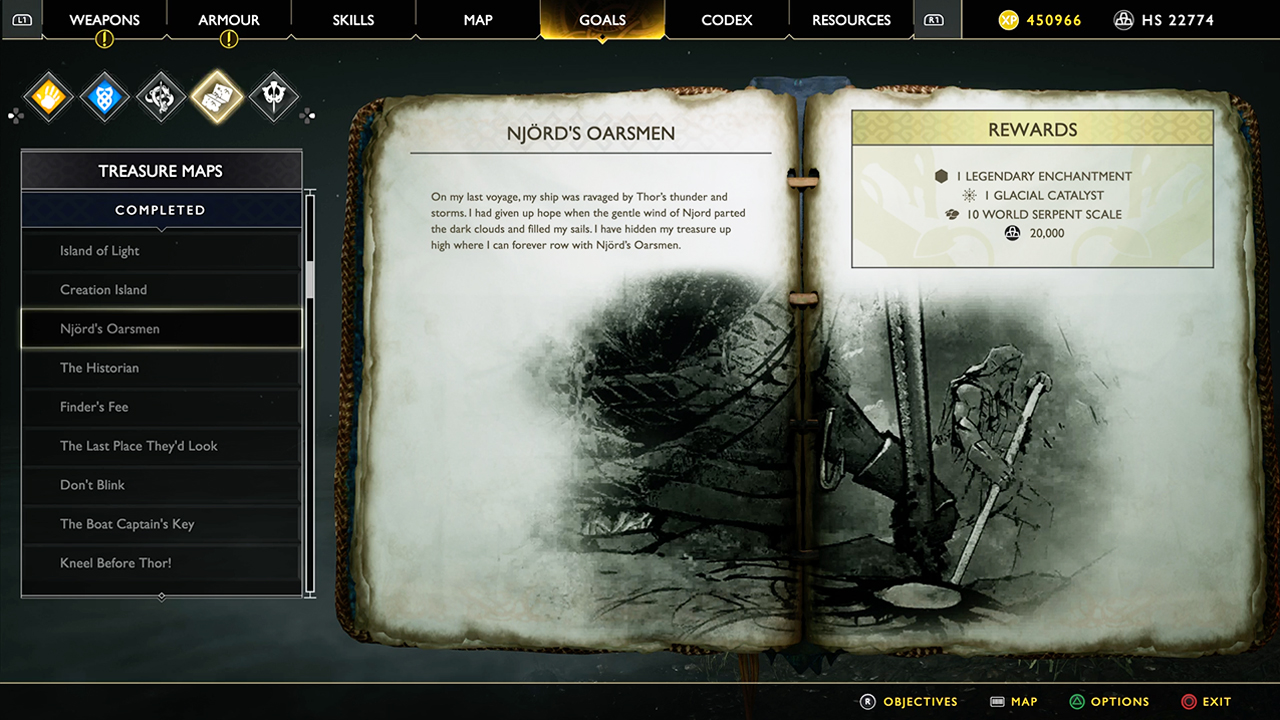 God of War treasure map: Njord's Oarsman