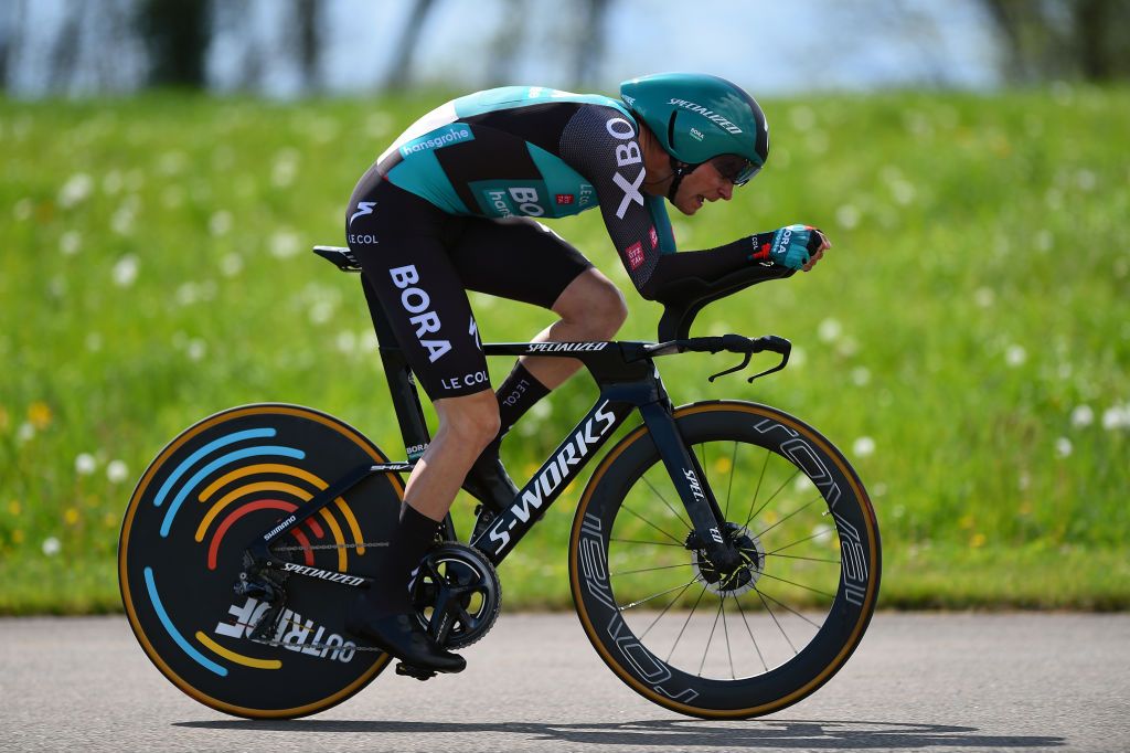 LAUSANNE SWITZERLAND APRIL 26 Felix Groschartner of Austria and Bora Hansgrohe Team sprints during the 75th Tour De Romandie 2022 Prologue a 512km individual time trial from Lausanne to Lausanne ITT TDR2022 on April 26 2022 in Lausanne Switzerland Photo by Dario BelingheriGetty Images