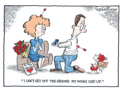 Editorial cartoon Valentine's Day weather