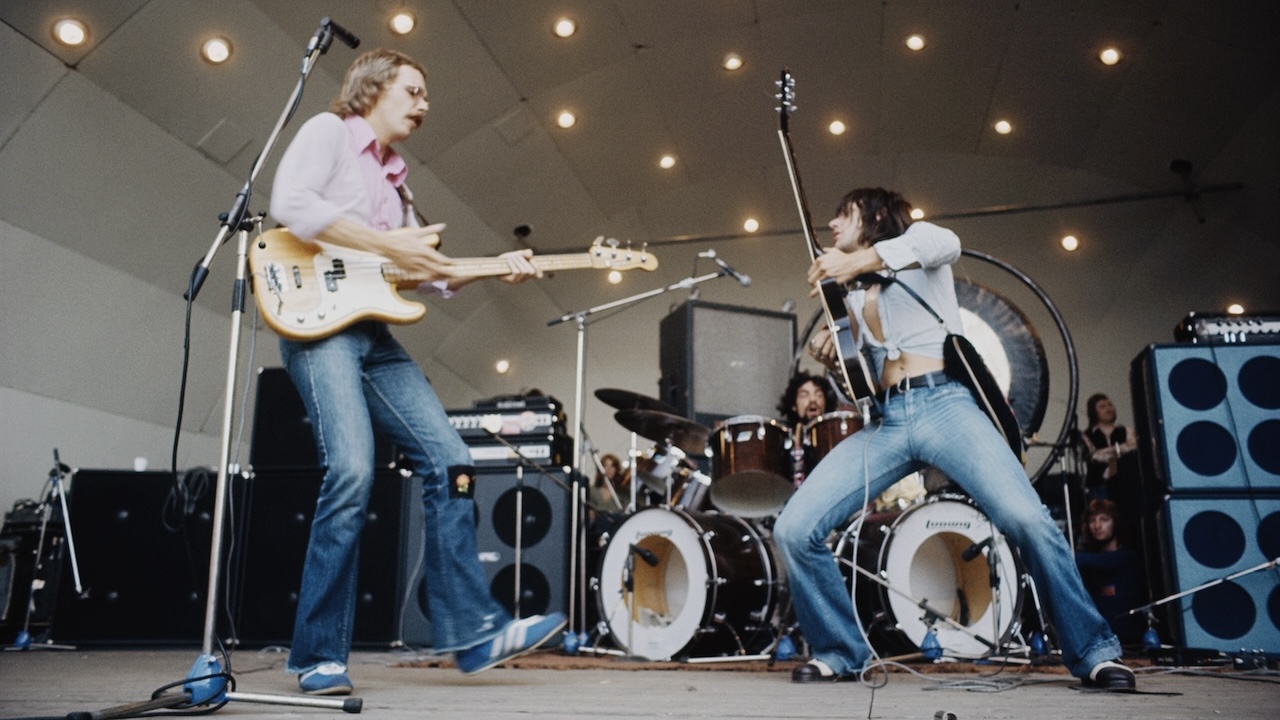 Jeff Beck performing with hard rock supergroup Beck, Bogert &amp;amp; Appice at the Crystal Palace Garden Party festival at the Crystal Palace Bowl, London, 15th September 1973