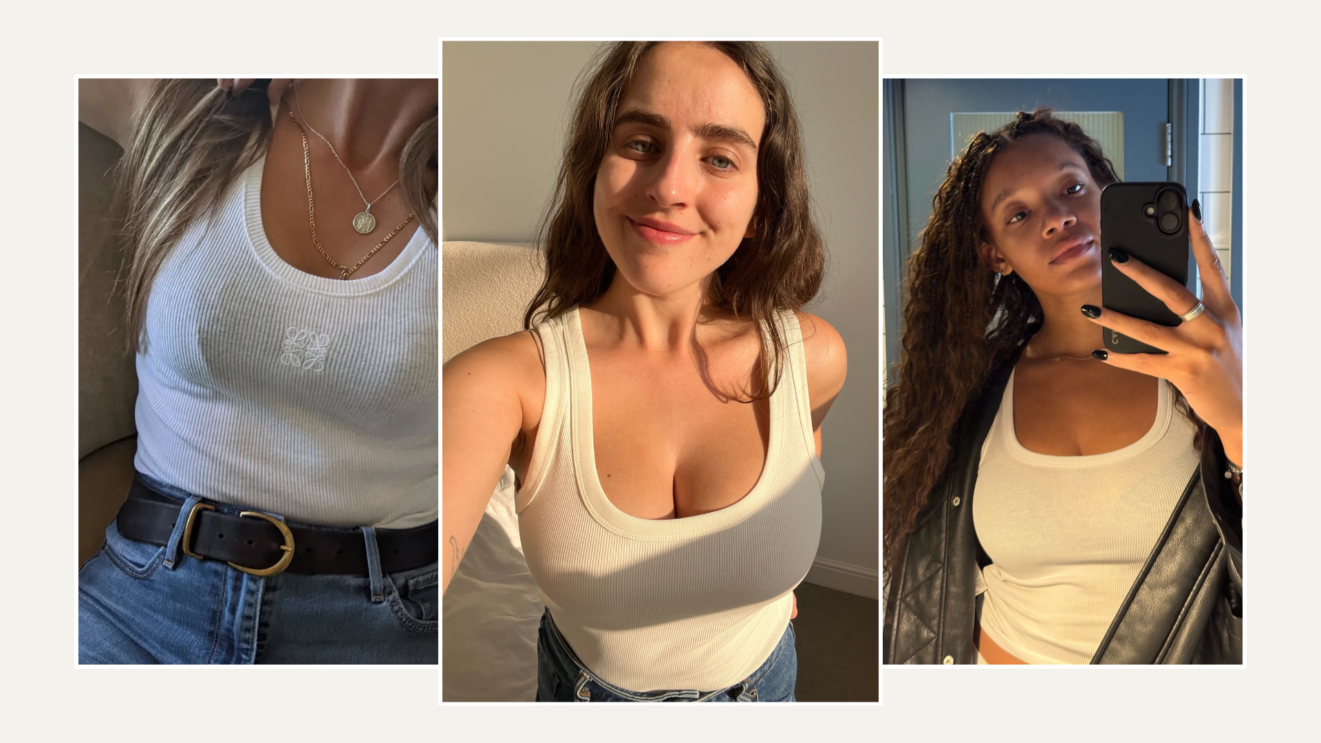 An image ofBest Knockoff Luxury Clothing
 UK&#039;s editors wearing the best white tank tops for women.