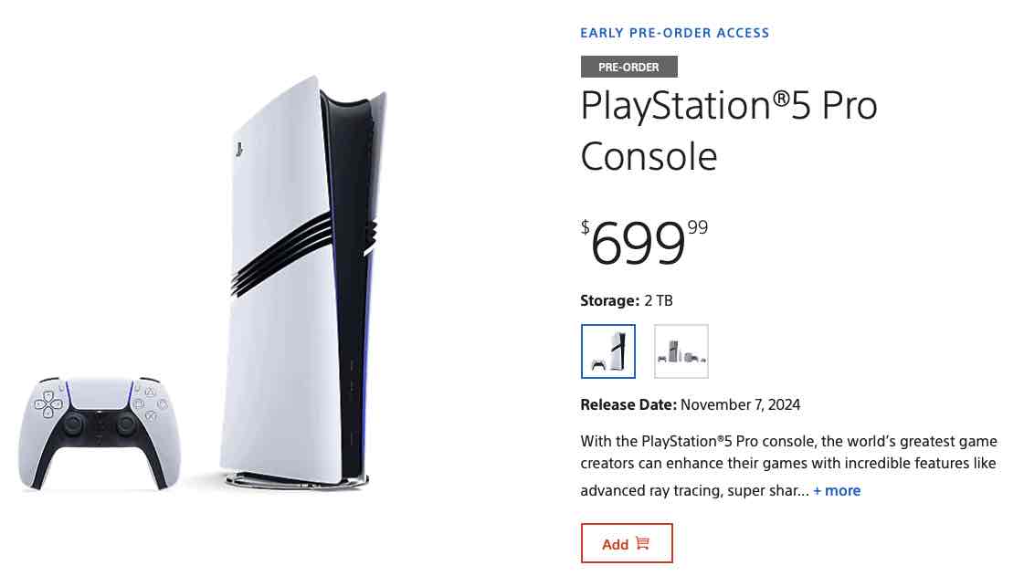 The PS5 Pro Console is still in stock as of 1:55PM ET via PlayStation Direct on September, 26, 2024.