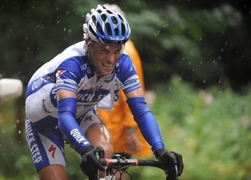 Sylvain Chavanel (Quick Step) suffers after getting dropped by Haussler on stage 13.