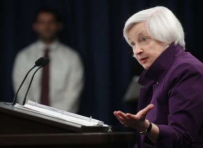 Janet Yellen speaks during a news conference