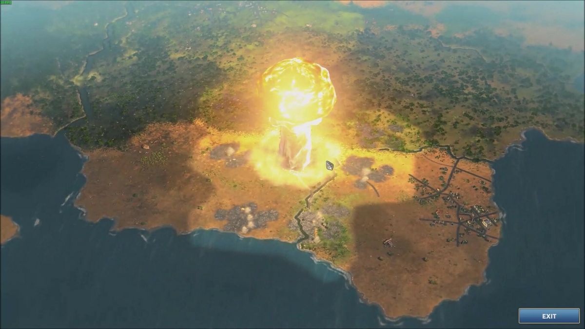 A bird&#039;s eye view of a nuclear bomb detonating in Ara: History Untold.