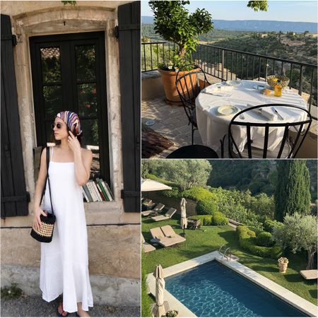 Collage of photos from Jamie Chevron's stay at Airelles Gordes, La Bastide