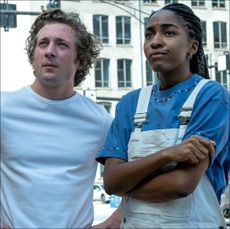 jeremy allen white as carmy and ayo edebiri as sydney in the bear episode 201