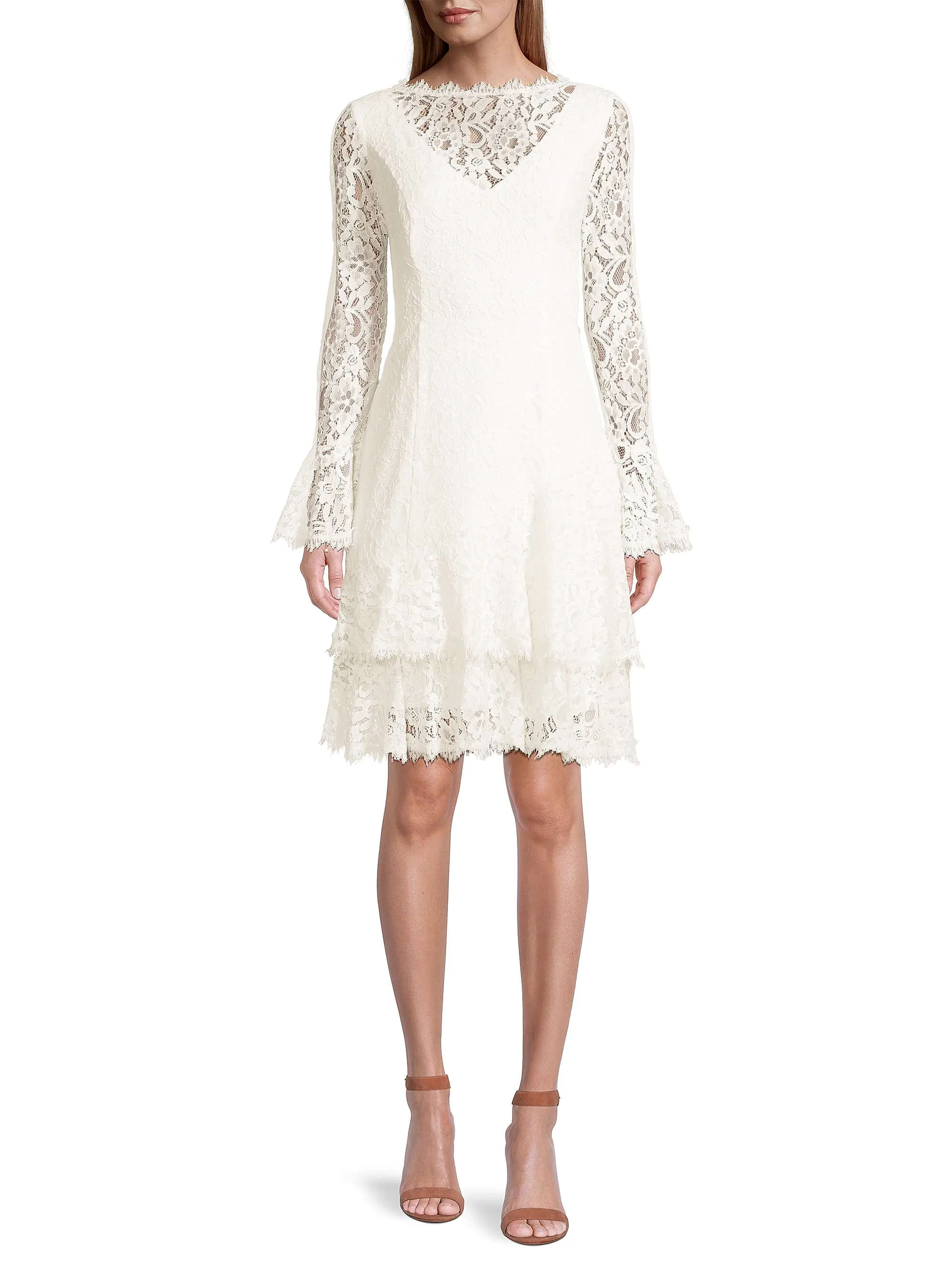 Tiered Flounce Lace Dress