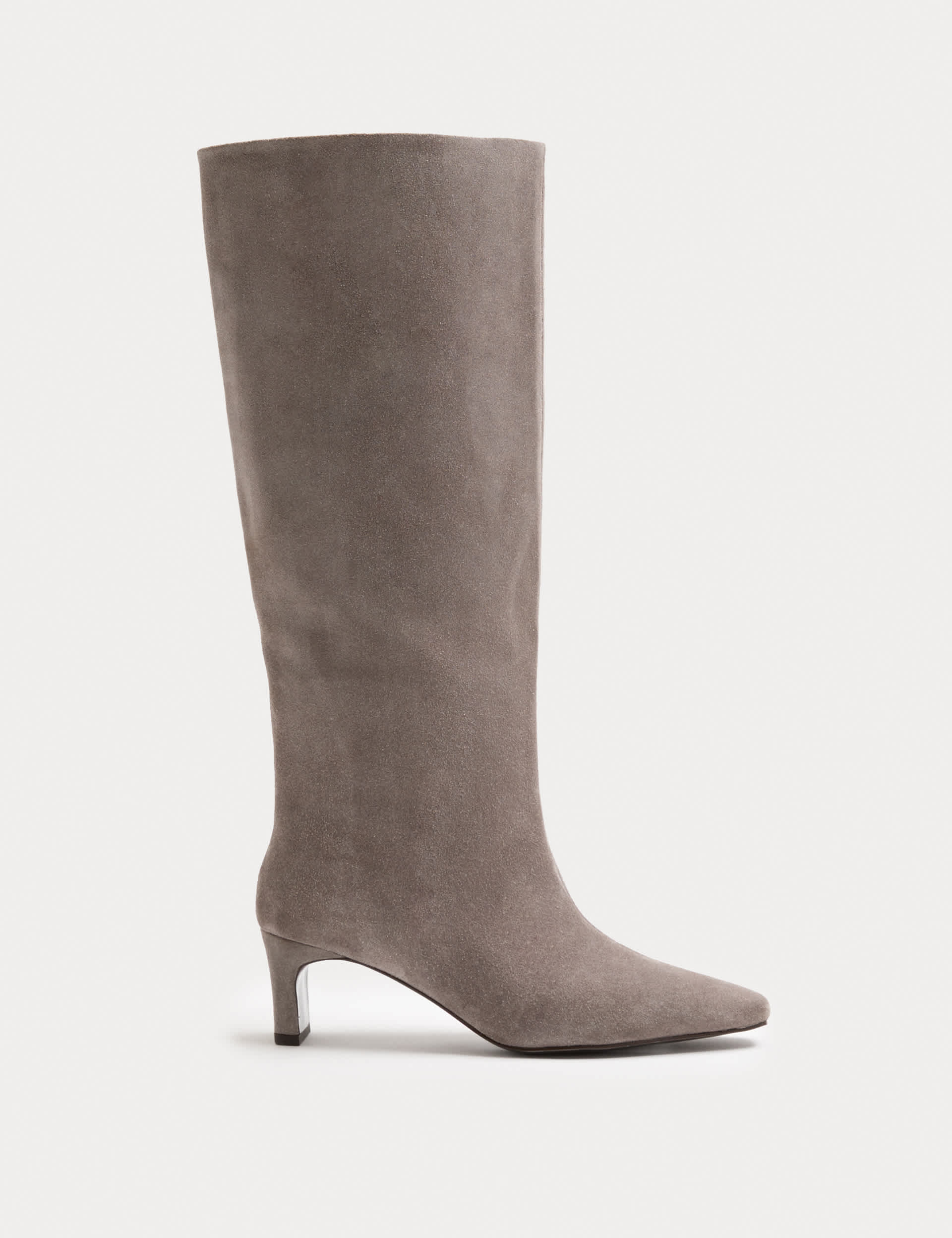 Suede Block Kitten Heel Knee High Boots