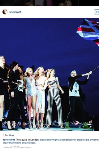 Gigi Hadad, Karlie Kloss, Cara Delevingne, Martha Hunt, Kendall Jenner and Serena Williams, 27 June, London
