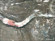 The Afar depression in Ethiopia, where three of Earth's tectonic plates arepulling apart and will eventually create a new ocean basin.