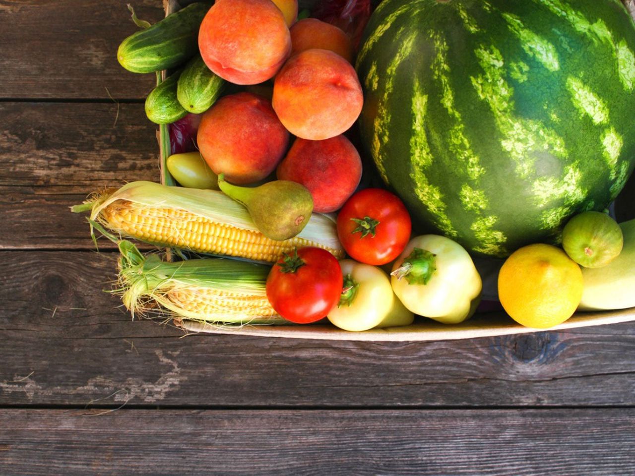 Box Of Fresh Fruits And Vegetables