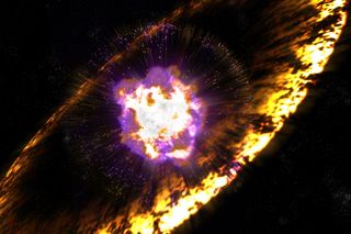  [Pin It] An artist's illustration of a supernova explosion,