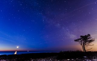 Milky Way and Moon Rise from New Hampshire Coast