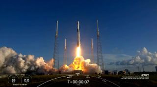 A SpaceX Falcon 9 rocket carrying South Korea's Korea Pathfinder Lunar Orbiter spacecraft launches on Aug. 4, 2022.