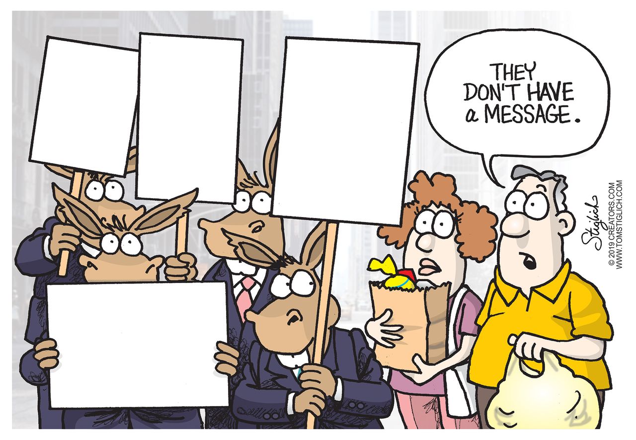 Political Cartoon U.S. Democrats lack of message