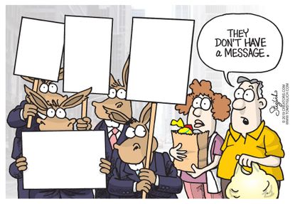 Political Cartoon U.S. Democrats lack of message