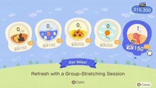 Animal Crossing New Horizons Group Stretching Nook Miles Reward