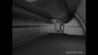 An image of a tunnel from Half-life's development, showing some fog that would've been impossible to recreate in-engine at the time.
