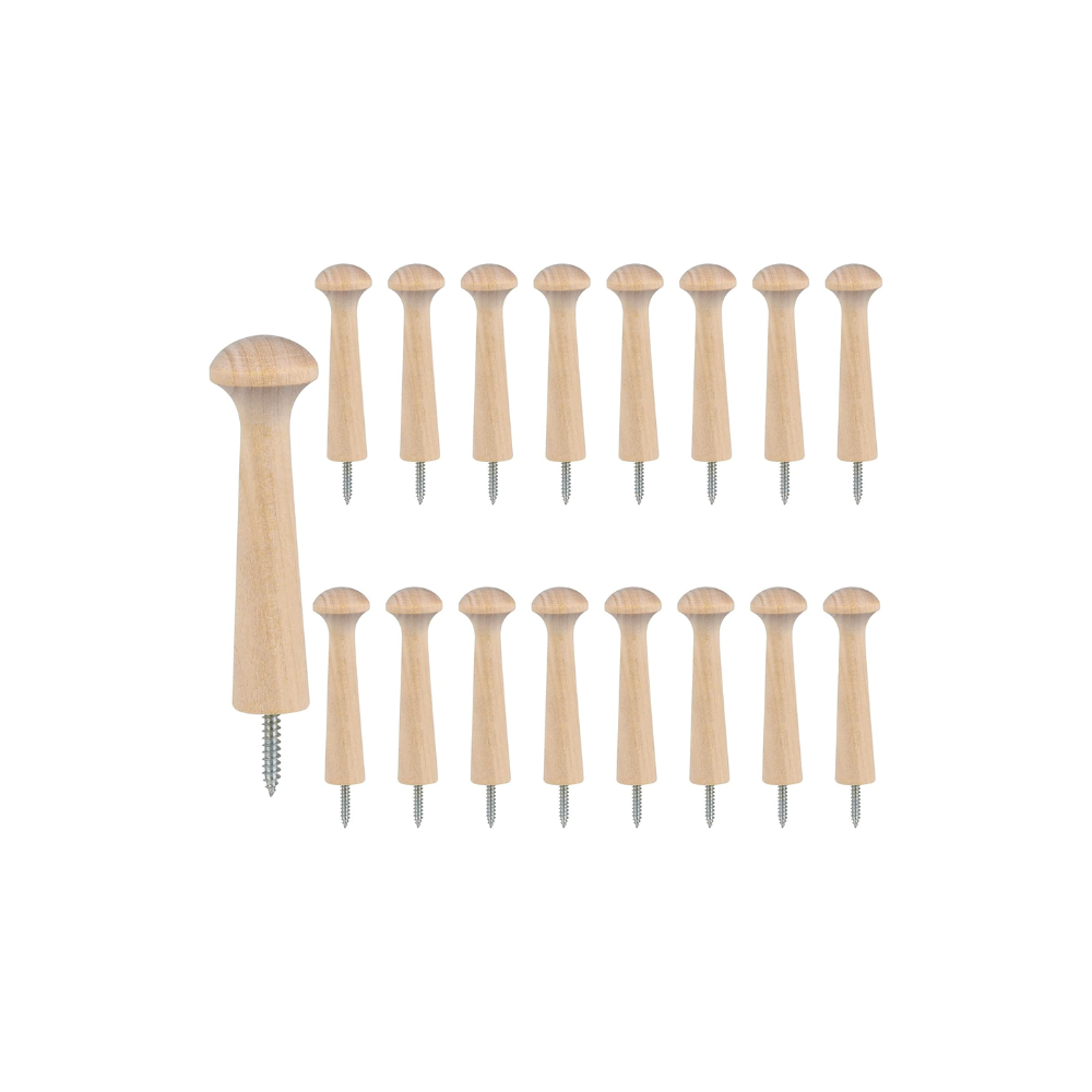 16 wooden pegs