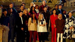 The celebrity cast of The Traitors US Season 4 in front of Ardross Castle.