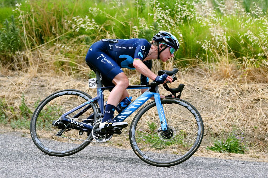 CESENA ITALY JULY 04 Annemiek Van Vleuten of Netherlands and Movistar Team competes during the 33rd Giro dItalia Donne 2022 Stage 4 a 1209km stage from Cesena Torinese to Cesena Torinese GiroDonne UCIWWT on July 04 2022 in Cesena Italy Photo by Dario BelingheriGetty Images