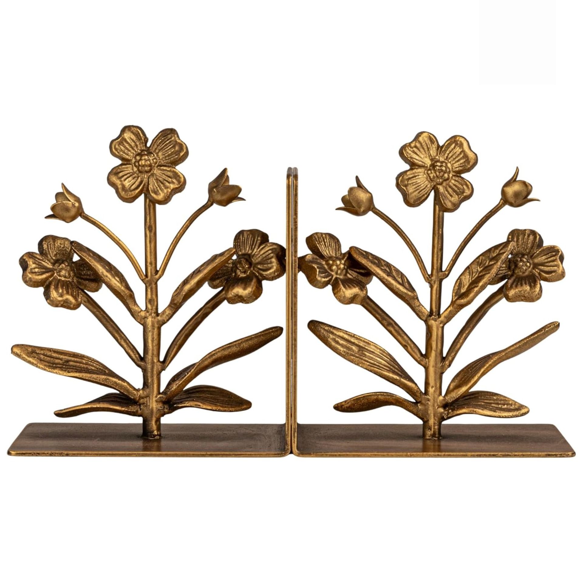 Creative Co-Op 2-Piece Cast Metal Flower Bookends
