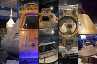Slices of the Apollo 11 command module Columbia as it was seen on display at each of the five venues that hosted the Smithsonian's "Destination Moon: The Apollo 11 Mission" traveling exhibition from October 2017 through February 2020.