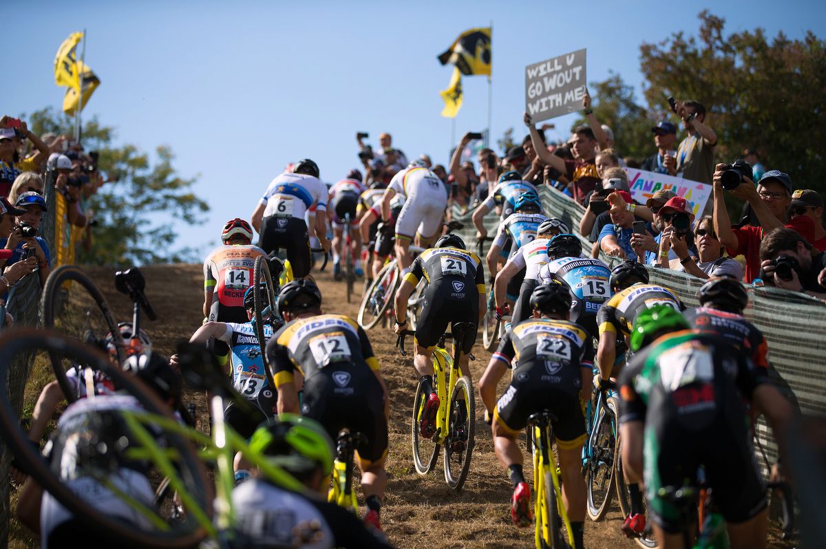 The top riders opted to run the hill