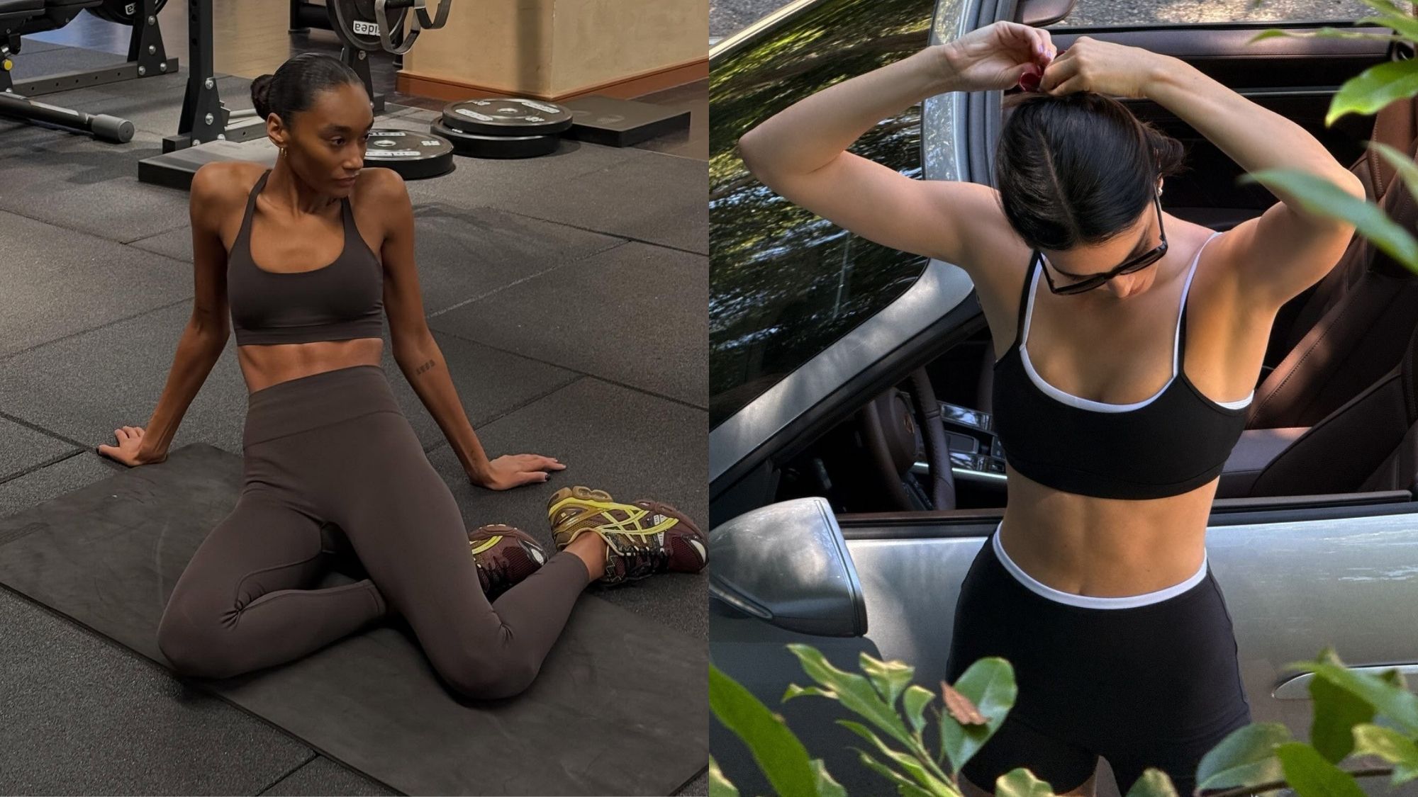 Images of Cheyenne Maya Carty and Kendall Jenner in activewear.