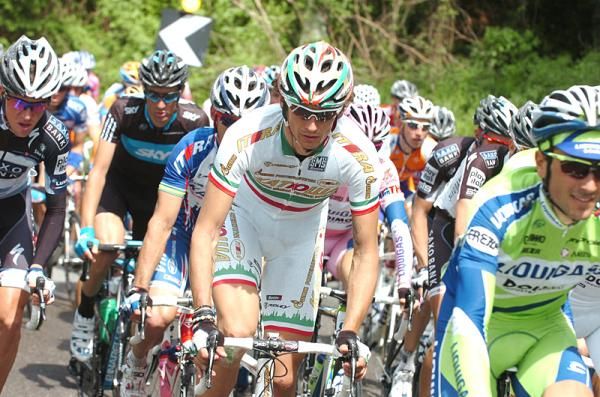 Italian national champion Filippo Pozzato (Team Katusha) in the peloton