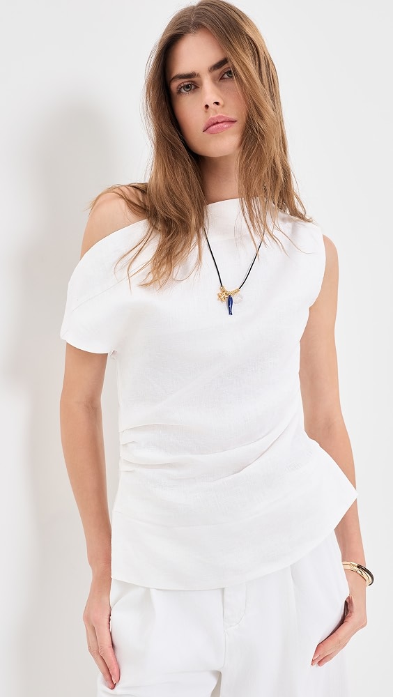 Eilish Linen Top - White