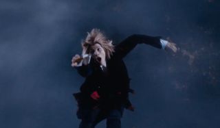 Thirteenth Doctor falling out of TARDIS in Doctor Who