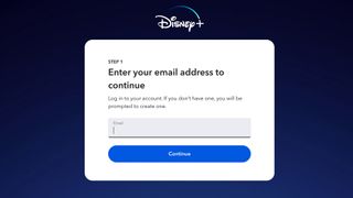 The Disney Plus login screen