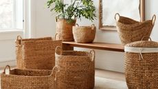 Woven Storage baskets in an entryway