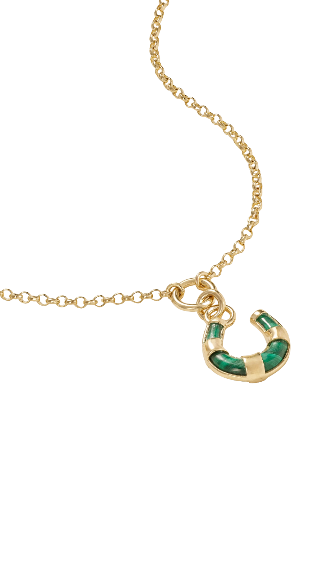FOUNDRAE, Horseshoe 18-karat gold malachite necklace