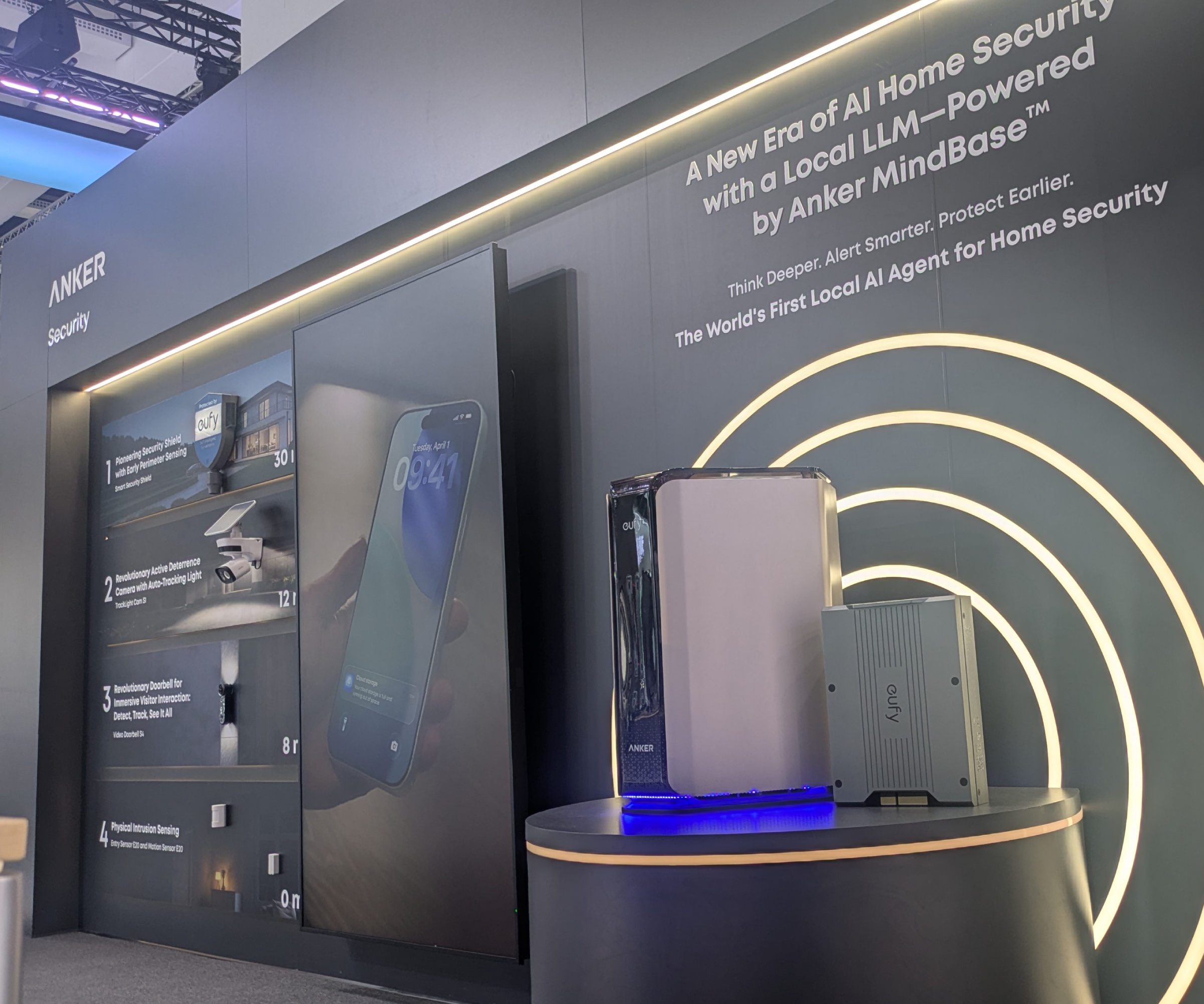 The Anker MindBase A.I. device stood on a plinth