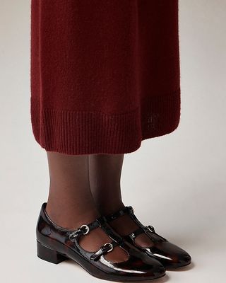 Teagan T-Strap Heels in Tortoise-Print Leather