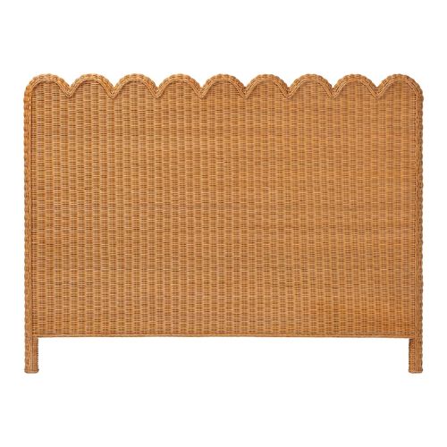 Light Honey Scalloped Rattan Headboard