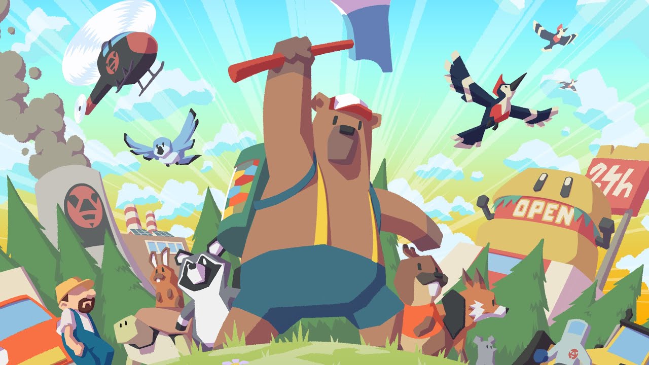 Lumberjack bear holding axe
