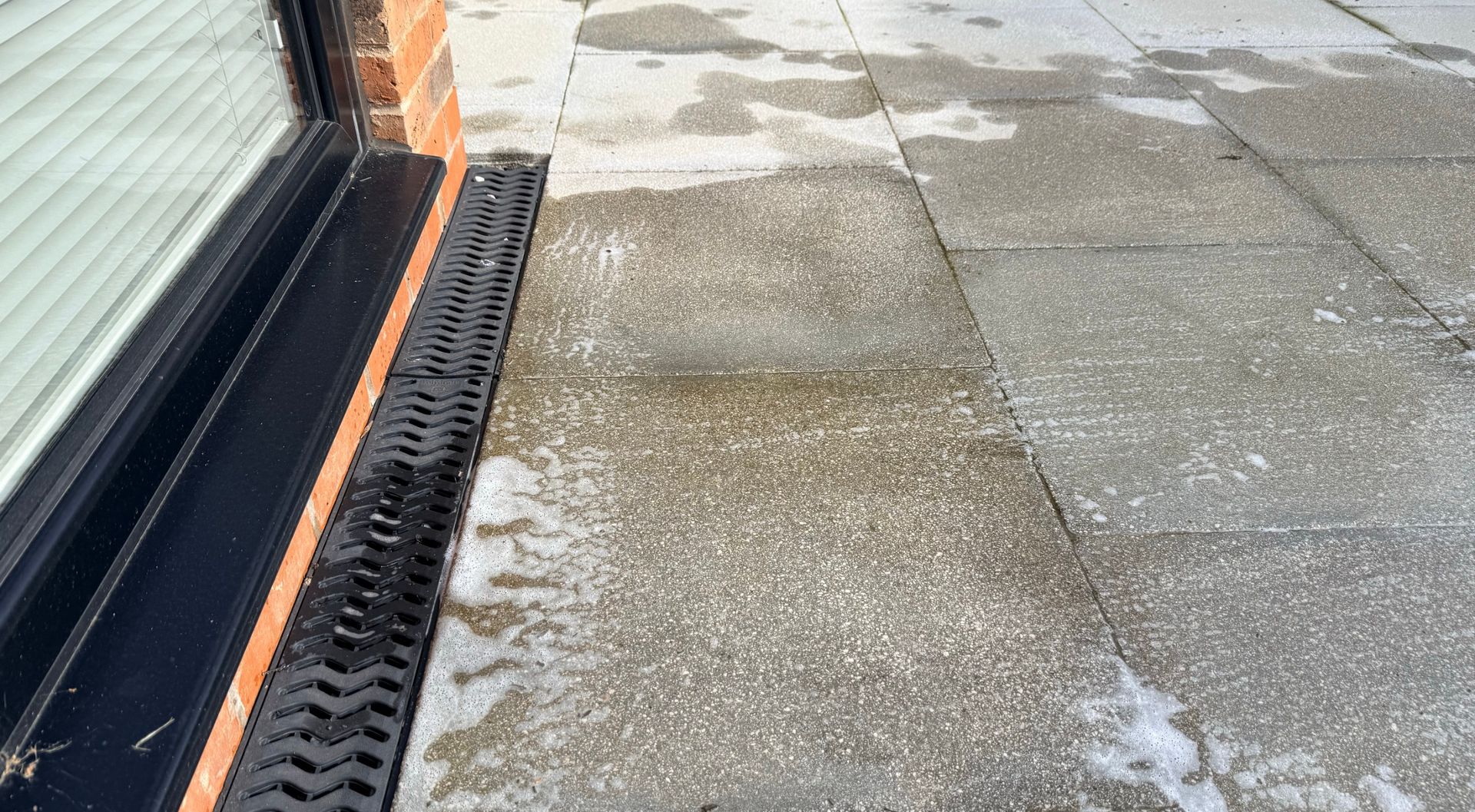 Washing concrete patio