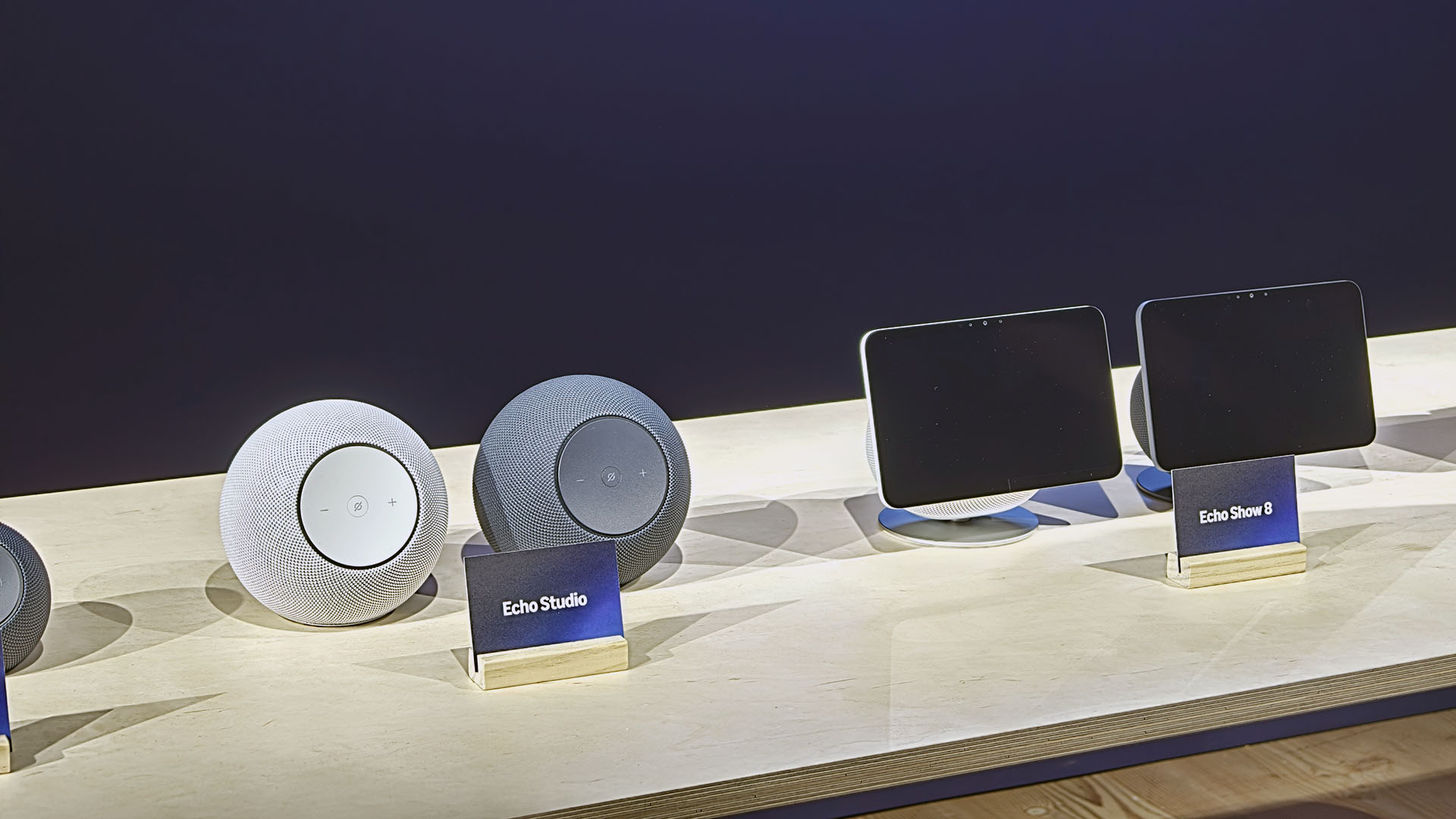 A photo of Amazon Echo devices.