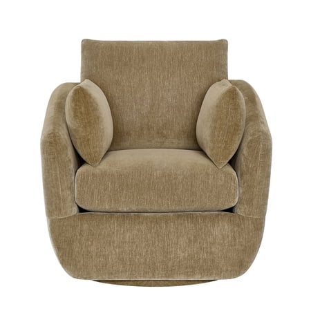 Beautiful Louisa Swivel Chair by Drew Barrymore, Latte Fabric