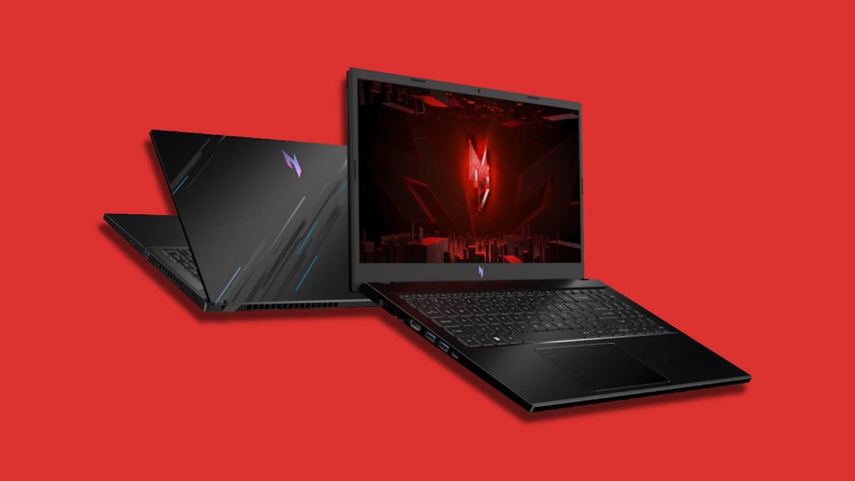 two black laptops against a red background