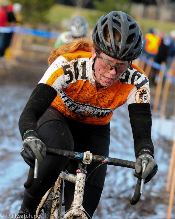Megan Lawson looking determined in third place