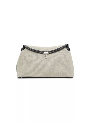 Toteme, T-Lock Canvas 
Leather Clutch