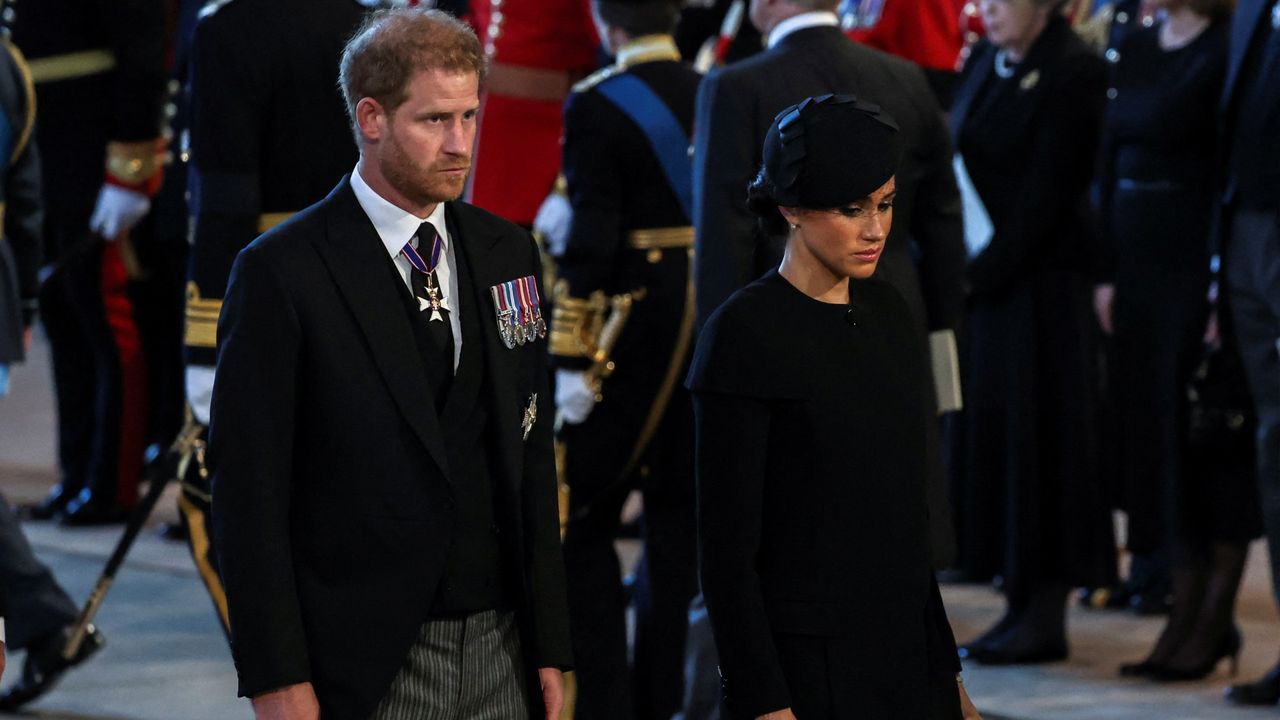 Prince Harry’s ‘optimist’ response after Queen&#039;s death, seen here with Meghan Markle at The Palace of Westminster