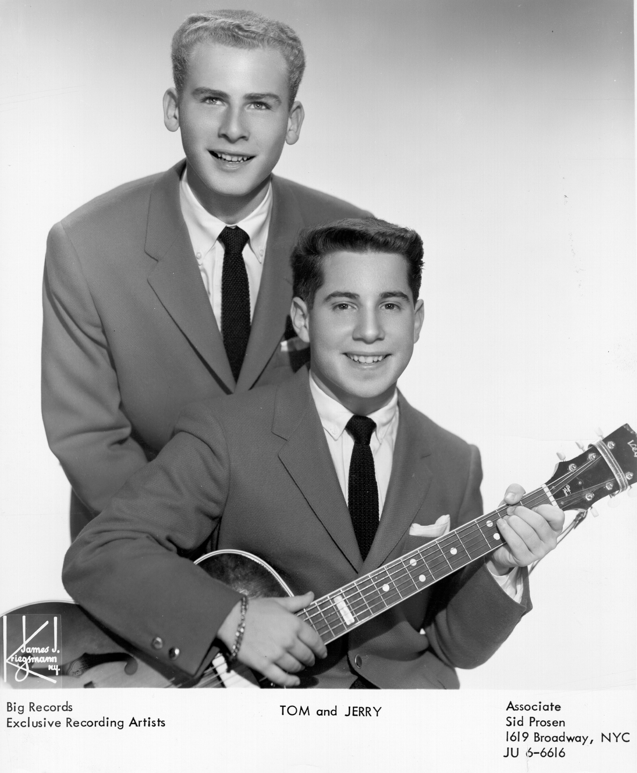 Art Garfunkel and Paul Simon as Tom and Jerry pose for a portrait circa 1957
