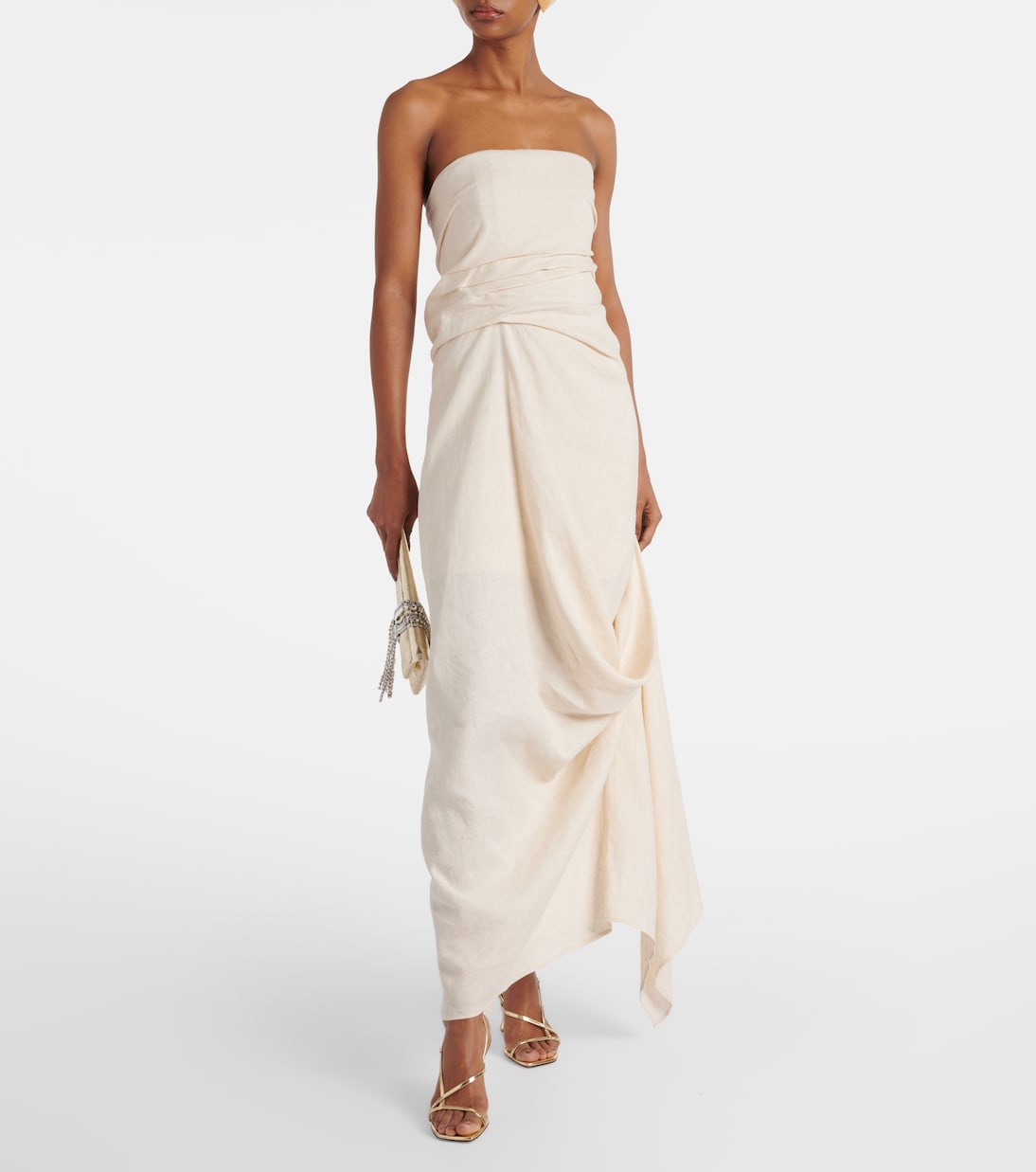 Caravaggio Draped Linen Maxi Dress